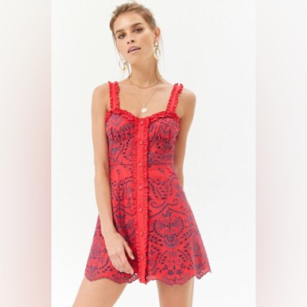 Forever 21 red and blue eyelet dress